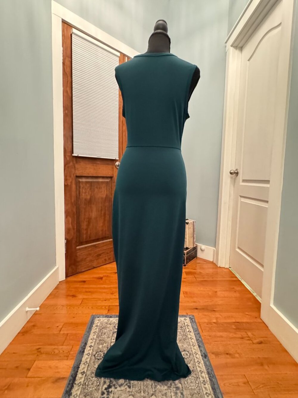 Halara Cut Out Ruched Drawstring Bodycon Maxi Dress Green Size M - Picture 9 of 13